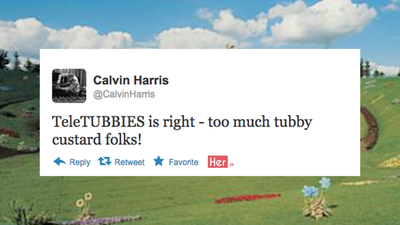 Calvin Harris launches another Twitter tirade, this time against The Teletubbies