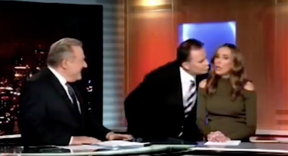 A weather presenter refused a kiss from her colleague and things got awkward
