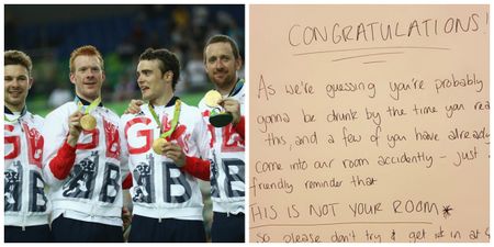 Olympic women’s team leave helpful room directions for their pissed male pals