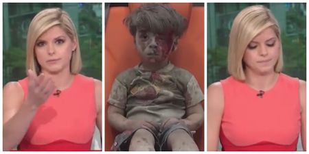 TV journalist cries on air while giving emotional report about haunting video of Syrian boy