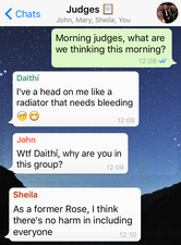 Rose of Tralee Judges’ WhatsApp Group