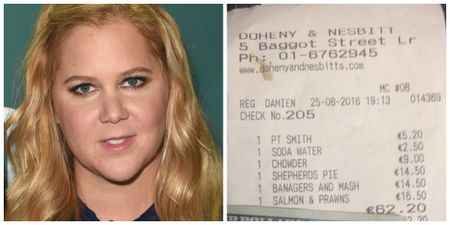 Amy Schumer left a massive tip for an over-worked waitress in a Dublin pub