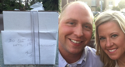 This couple waited 9 years to open this wedding gift