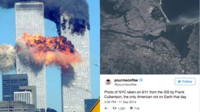 Photo of NYC from the International Space Station on 9/11 by the only American not on earth