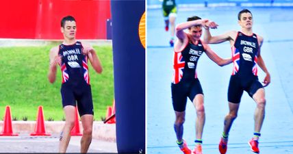 This video of an athlete helping his exhausted brother finish a race is just amazing