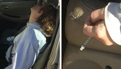 Another image of a mother overdosed as a child cries in the car has been released
