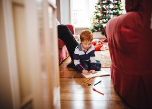 Little boy drew a picture of reindeer which look a lot like something else