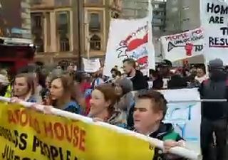 Apollo House activists march to the Department of Finance to force NAMA’s hand