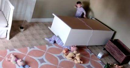 Mother of two-year-old trapped under a fallen dresser has spoken out about the incident
