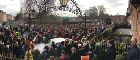 Crowds in Dublin and Galway marched in solidarity with Women’s March on Washington today