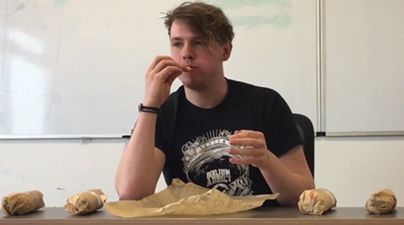 Man tries to devour five chicken fillet rolls in less than an hour