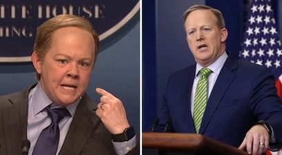 U.S. Press Secretary Sean Spicer reacts to Melissa McCarthy’s SNL impression of him