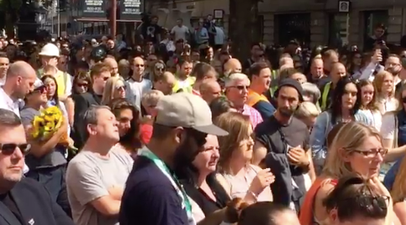 A minute’s silence in Manchester this morning ended with an incredible tribute