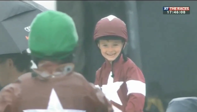 Boy dressed like his favourite jockey steals the show in Galway