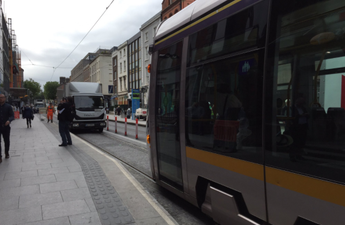 Eeek! Luas and truck go head to head during city tram testing