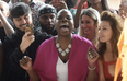 Leslie Jones reacts just as we would sitting front row at Fashion Week