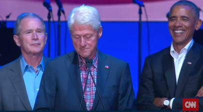 Bush and Obama got the giggles during Clinton’s speech and Twitter loved it