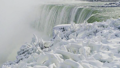 Niagra Falls has turned into an icy winter wonderland during cold snap