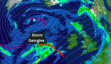 New weather warning issued as Storm Georgina is on the way