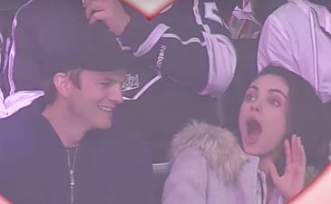 Kiss Cam surprises Ashton Kutcher and Mila Kunis and it’s adorable