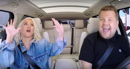 Christina Aguilera gave James Corden a voice lesson on Carpool Karaoke