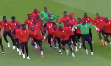The Senegal team have the happiest warm-up routine that you’ll ever see