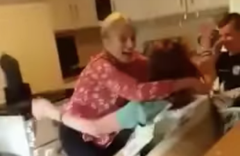 Irish mammy and granny react hilariously to a surprise visitor
