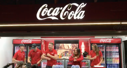 These Coca-Cola workers performed a dance during the Bruno Mars concert and it was class