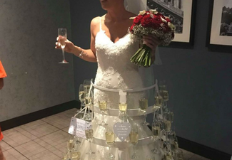 This bride had a wedding dress made out of PROSECCO and we’re in awe