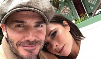 David and Victoria Beckham share intimate kiss in rare snap on holidays