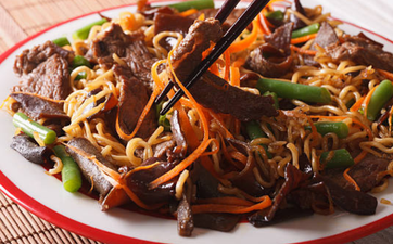 This Mongolian beef stir fry is made with instant noodles and omg, delish