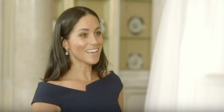 Cute! We have a clip of Meghan Markle reacting to her wedding dress