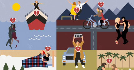 Can you spot all of the iconic romantic movie moments in this scene?