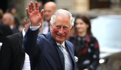 Prince Charles looked the picture of happiness while talking about his new grandson today