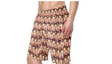 You can now get your fella swimming togs with your face printed all over them