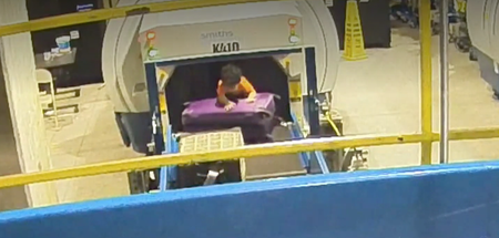 Two-year-old boy only slightly injured after climbing into airport baggage drop