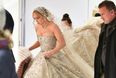 Jennifer Lopez was spotted wearing the most stunning bejewelled wedding dress in New York City