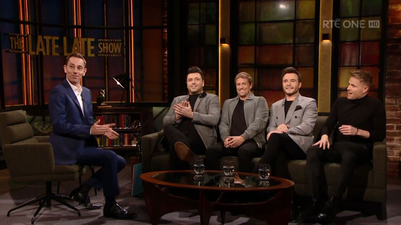Westlife paid an emotional tribute to Gay Byrne on last night’s Late Late Show