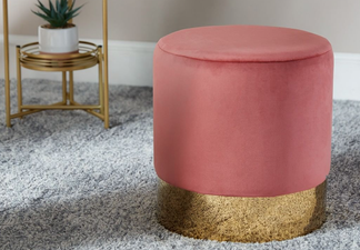 A stunning velvet pink stool is now available in Penneys for just €26… go, go, go!
