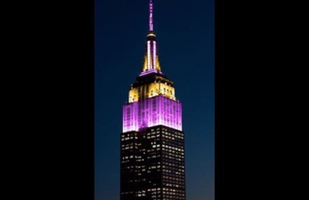 The Empire State Building in New York was lit purple and gold last night to honour Kobe Bryant
