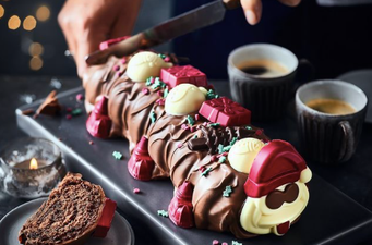 M&S festive offerings: Christmas Colin the Caterpillar and Percy Pig cake