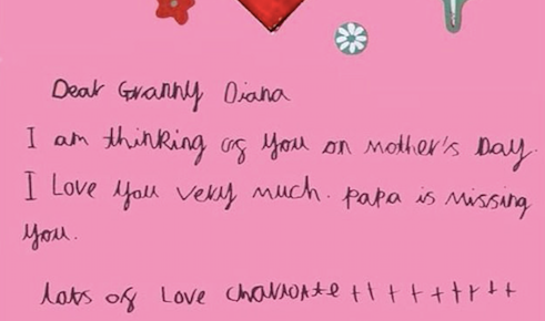 George, Charlotte and Louis made Mother's Day cards for Granny Diana