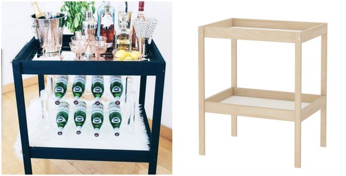DIY stylish bar cart from an Ikea changing table