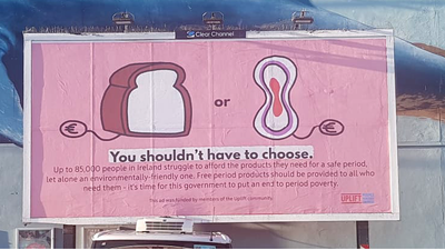Wicklow billboard sends stark message on period poverty to politicians