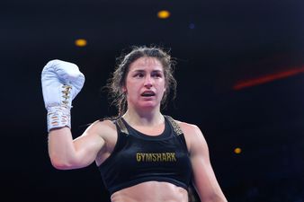 Katie Taylor celebrates winning world title for sixth time