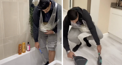 WATCH: Man tries on pregnancy bump and literally cannot function