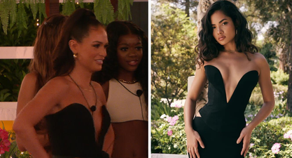 Islander style: Olivia’s deep V black corset from Love Island
