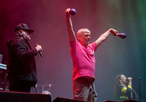 Bez and Shaun Ryder of the Happy Mondays performing on stage