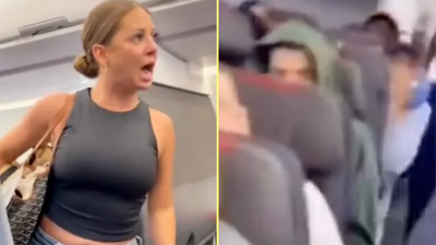 Conspiracy theorists question man in green hoodie after woman’s ‘not real’ flight panic
