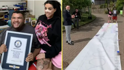 Harvey Price sets Guinness World Record for longest drawing of a train